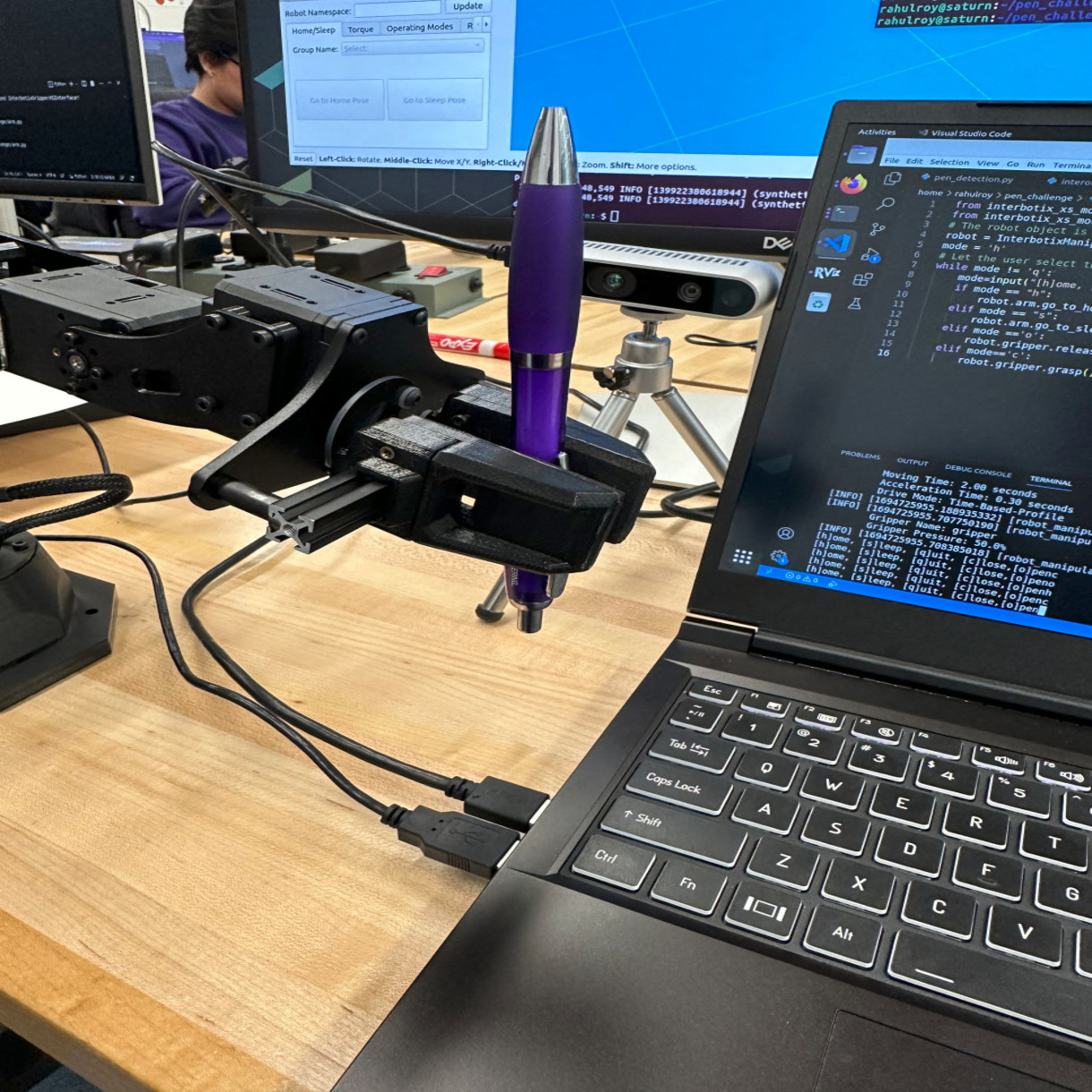 Automated Grasping: Pincher X100 4-DOF Robot Arm Grasps a Purple Pen